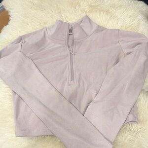 Aritzia Lavender Women's Quarter-Zip Crop Top, long sleeve, M